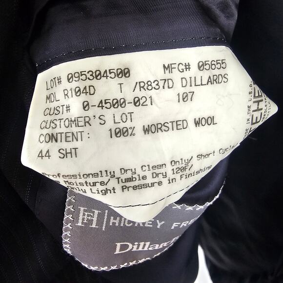 Hickey Freeman 100% Wool Pinstripe Blazer 44S Made in USA Vintage Y2K Power Look - Picture 4 of 5